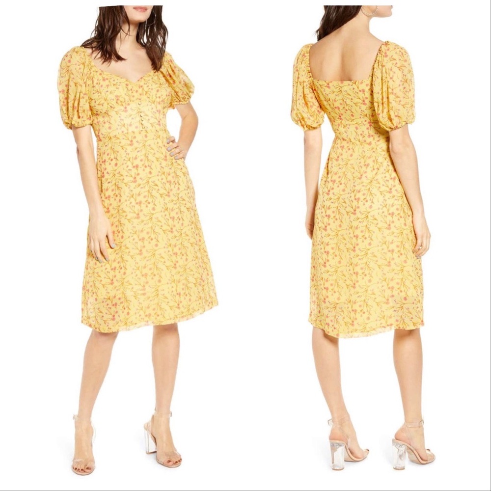 NEW J.O.A. Puff Sleeve Bustier A-line Dress